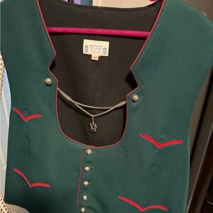 Men's Green Vest with Red Accents